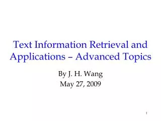 text information retrieval and applications advanced topics